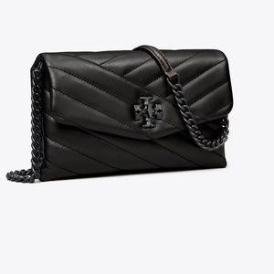 Tory Burch Kira Chevron Powder Coated Chain Wallet